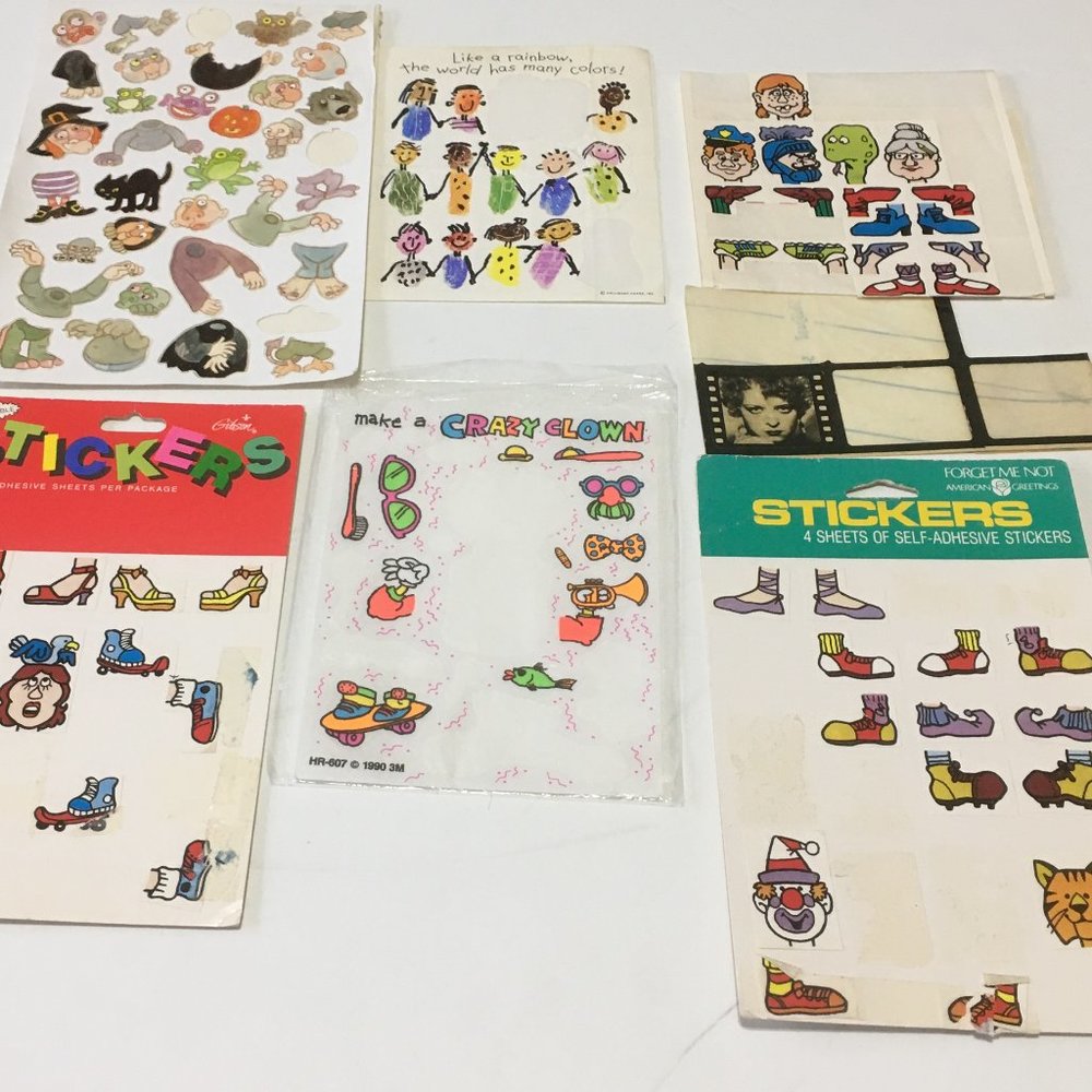 Vintage mixed lot silly clowns and people some interchangeable stickers